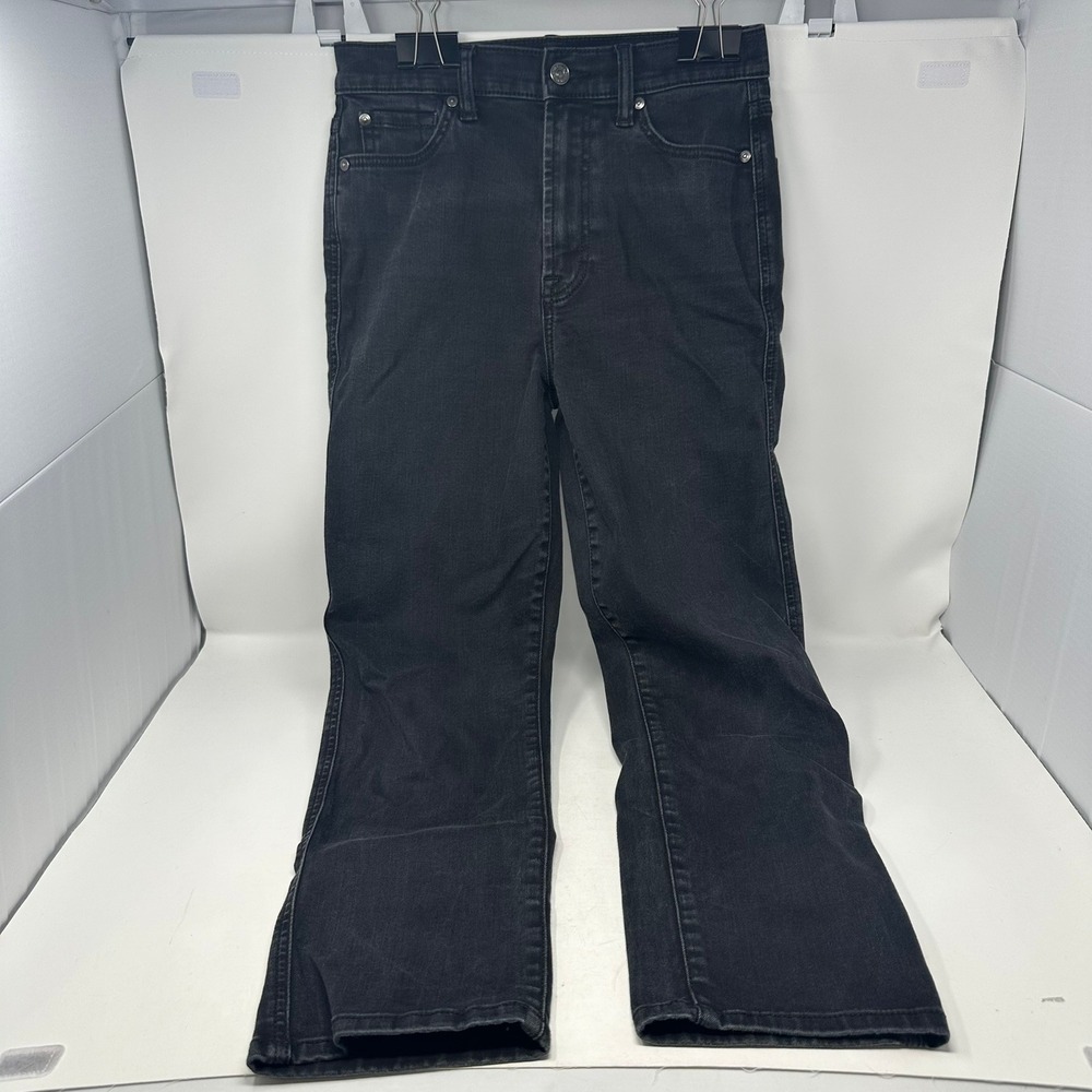 7 For All Mankind Jeans Women 27 Black High Waist Cropped Straight 7U305434